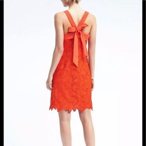Banana Republic Red Lace Dress BOW 🎁 Holiday